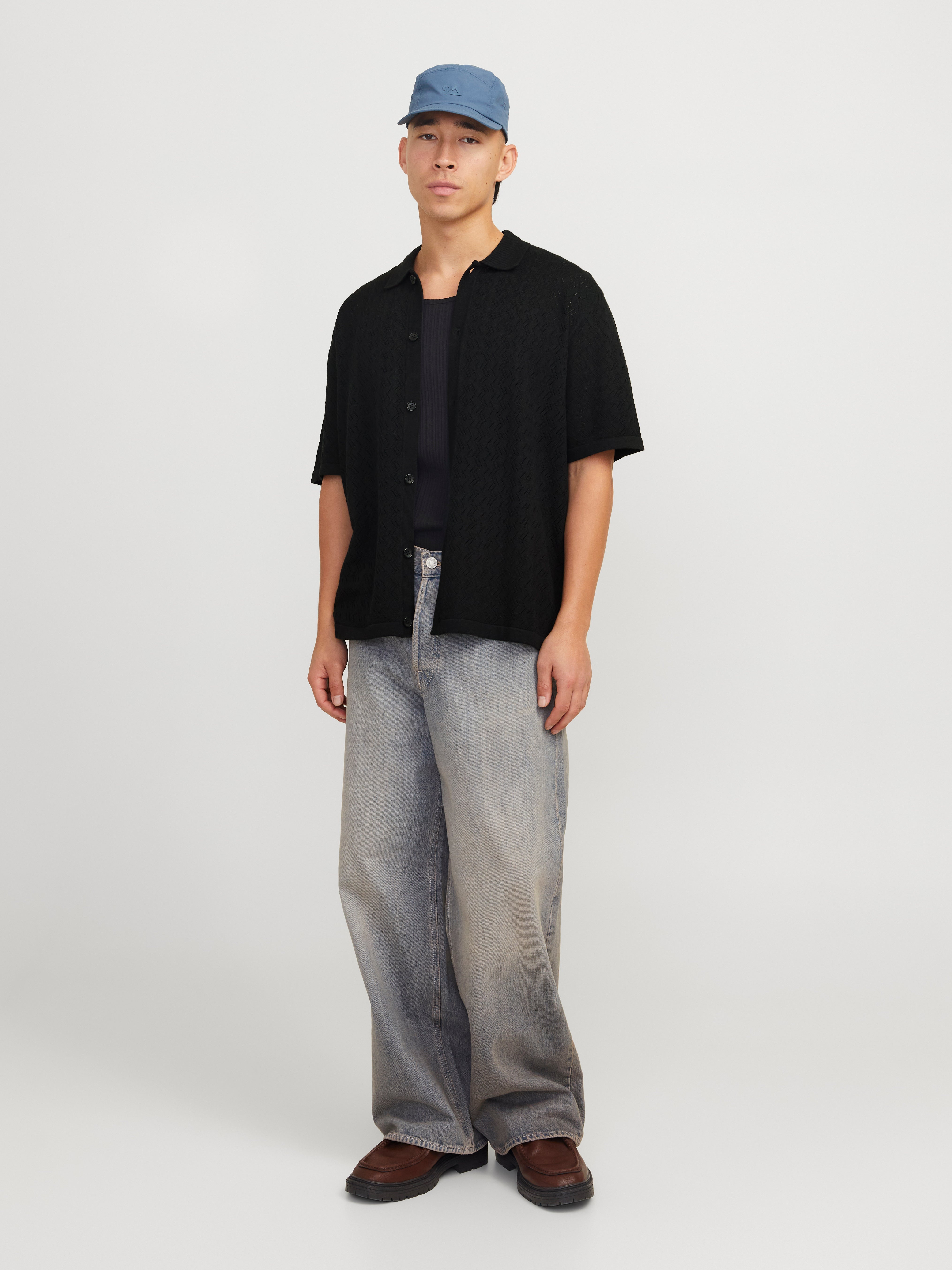 JACK & JONES JORTYLER knit polo - black