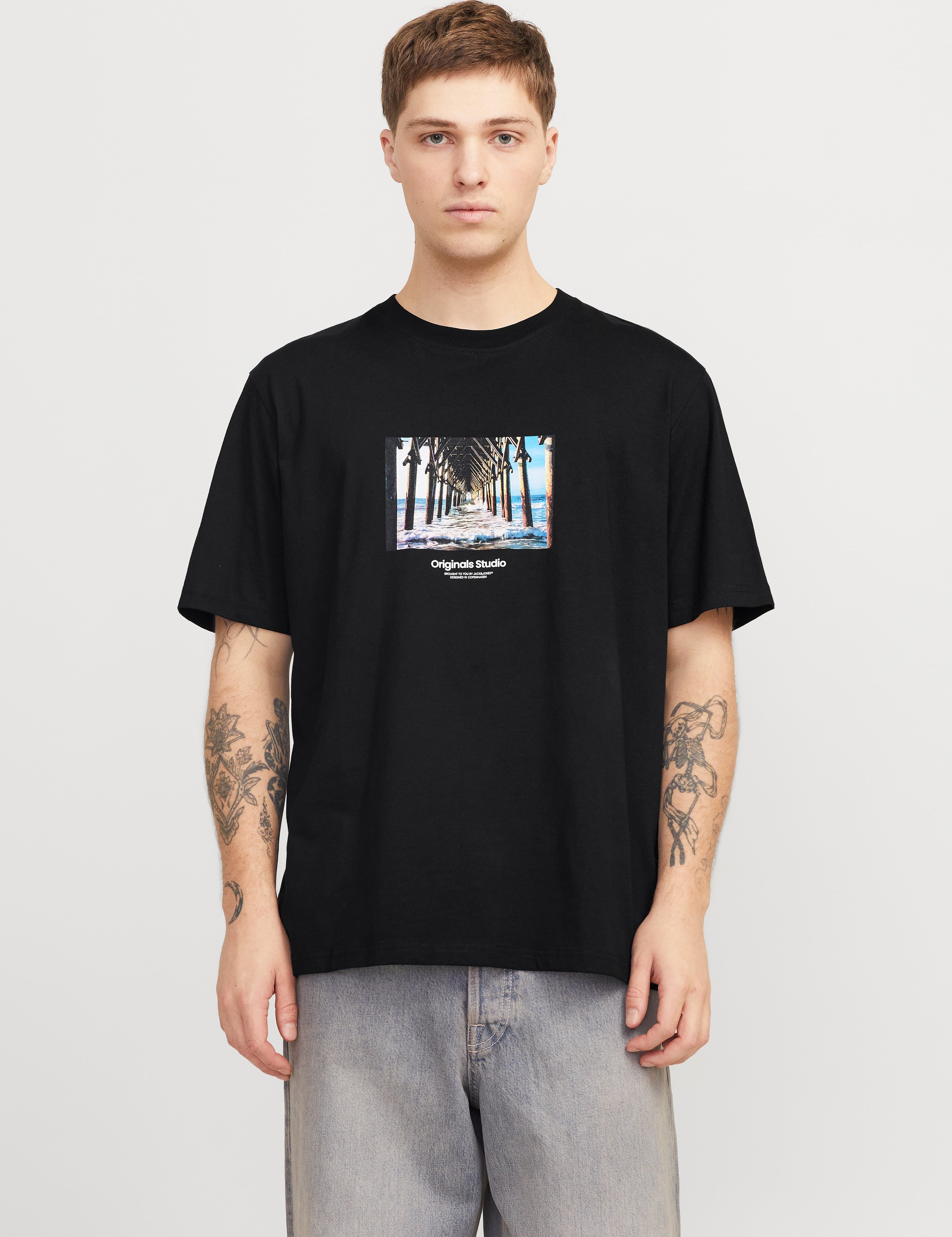 JACK & JONES JORVESTERBRO picture tee crew neck - black