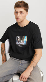 JACK & JONES JORVESTERBRO picture tee crew neck - black