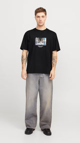 JACK & JONES JORVESTERBRO picture tee crew neck - black