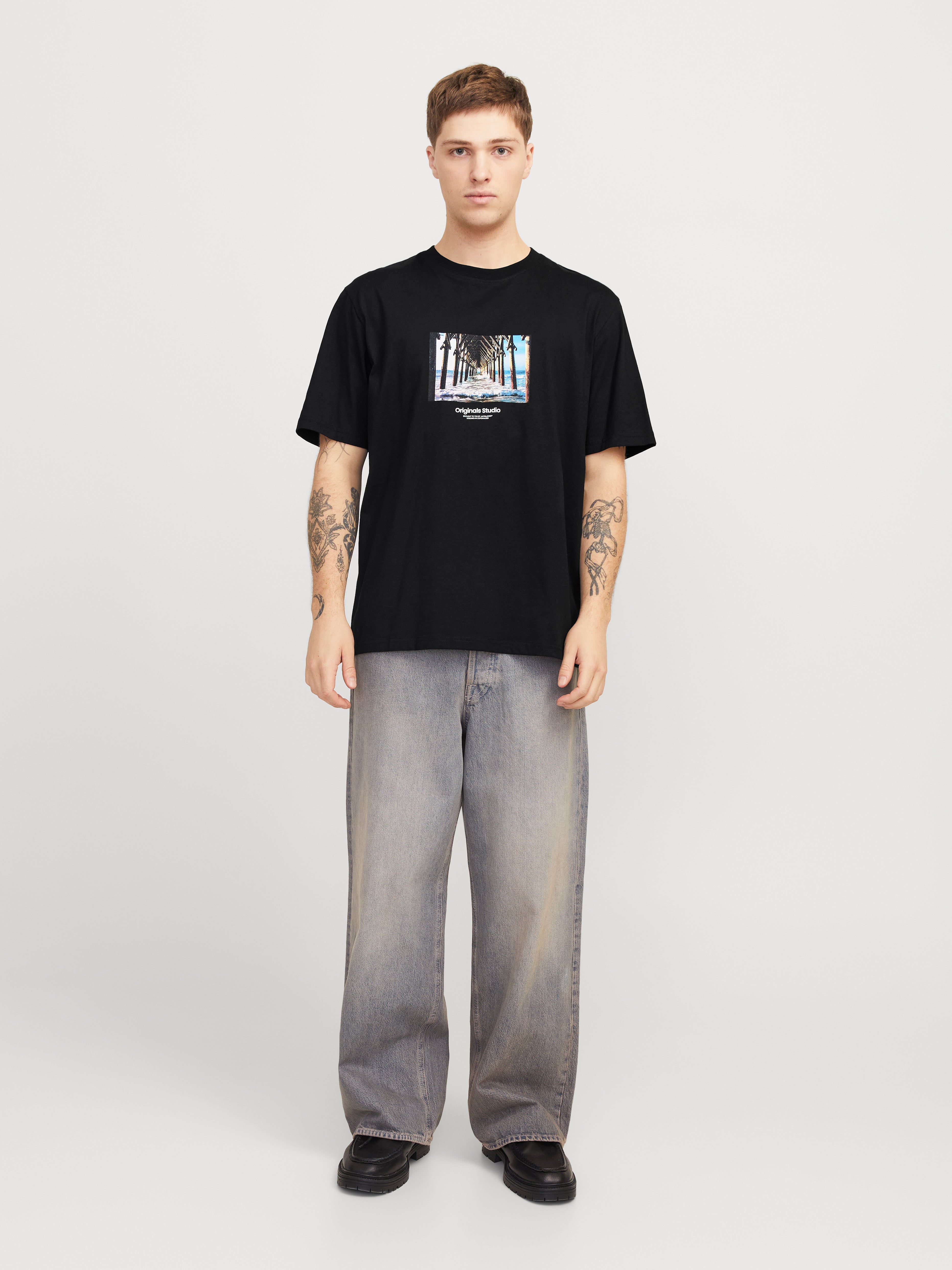 JACK & JONES JORVESTERBRO picture tee crew neck - black