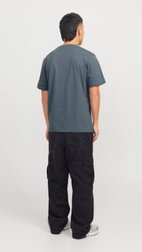 JACK & JONES JORVESTERBRO picture tee crew neck in moonbeam - Image 2