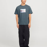 JACK & JONES JORVESTERBRO picture tee crew neck in moonbeam - Image 4