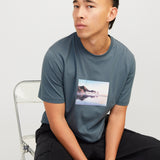 JACK & JONES JORVESTERBRO picture tee crew neck in moonbeam - Image 7
