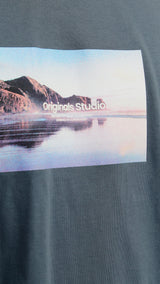 JACK & JONES JORVESTERBRO picture tee crew neck in moonbeam - Image 6