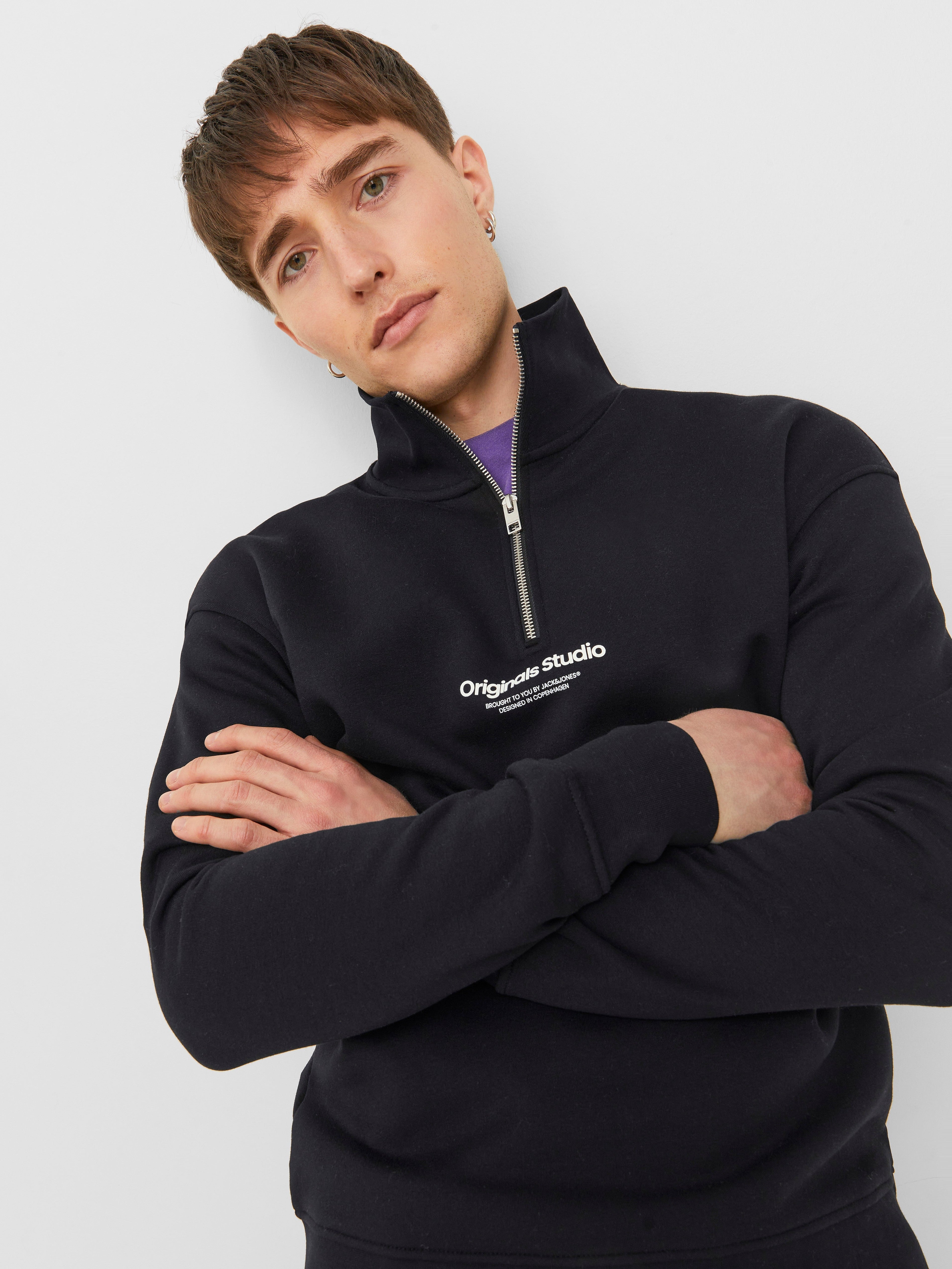 JACK & JONES JORVESTERBRO sweat quarter zip in kalamata  - Image 7