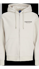 JACK & JONES JORVESTERBRO sweat zip hood in moonbeam - Image 3