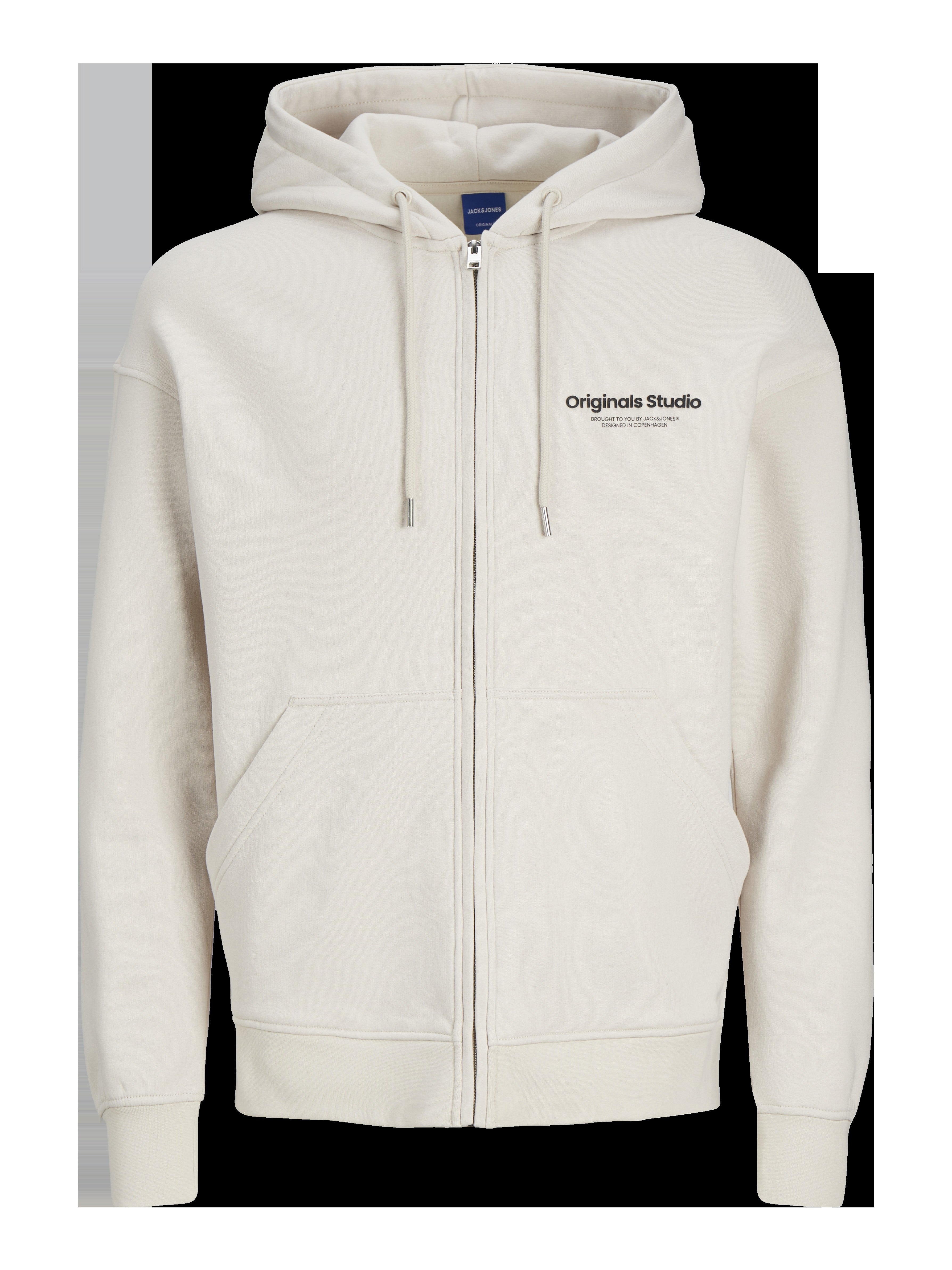 JACK & JONES JORVESTERBRO sweat zip hood in moonbeam - Image 3