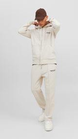 JACK & JONES JORVESTERBRO sweat zip hood in moonbeam - Image 4