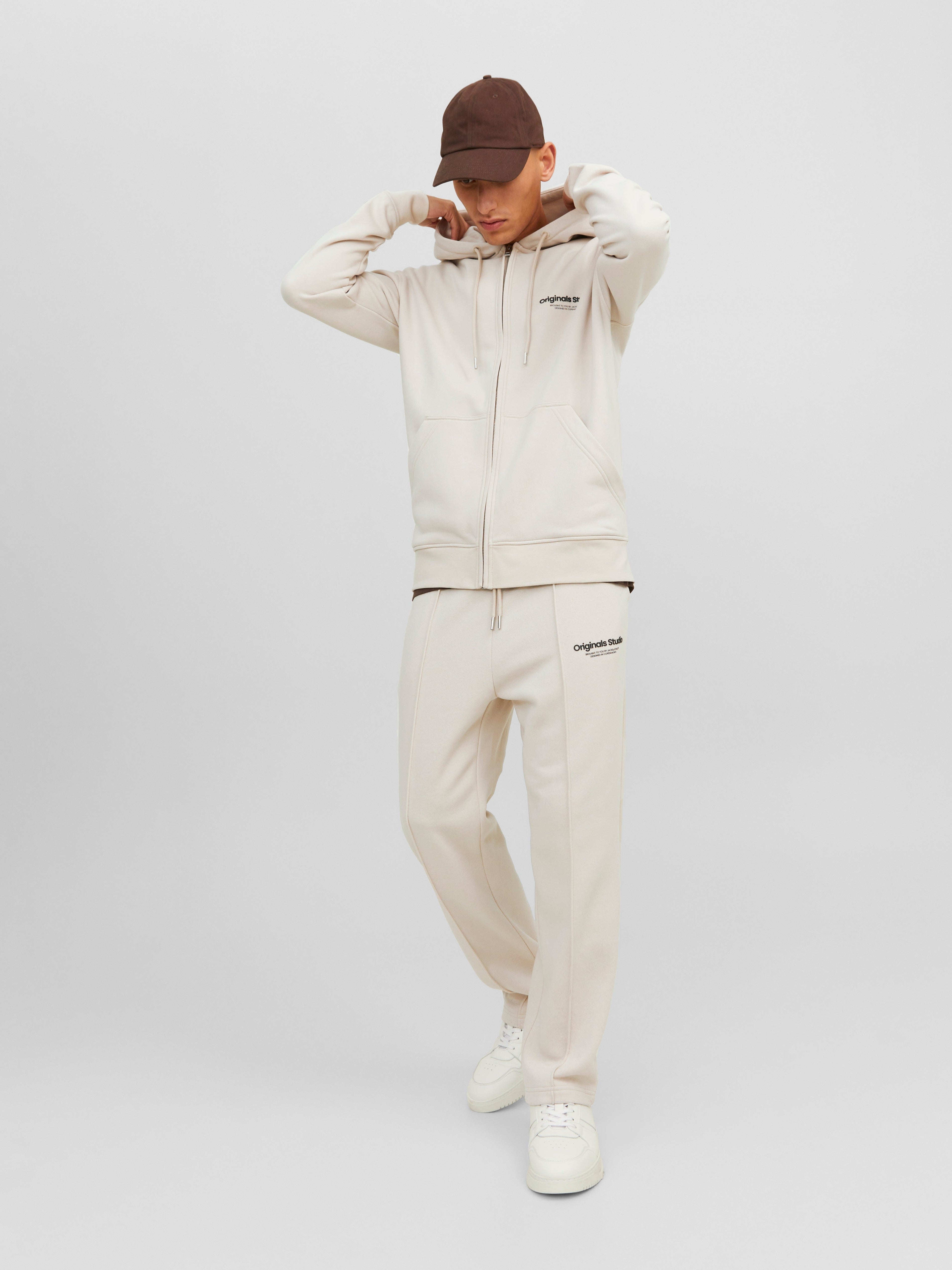 JACK & JONES JORVESTERBRO sweat zip hood in moonbeam - Image 4