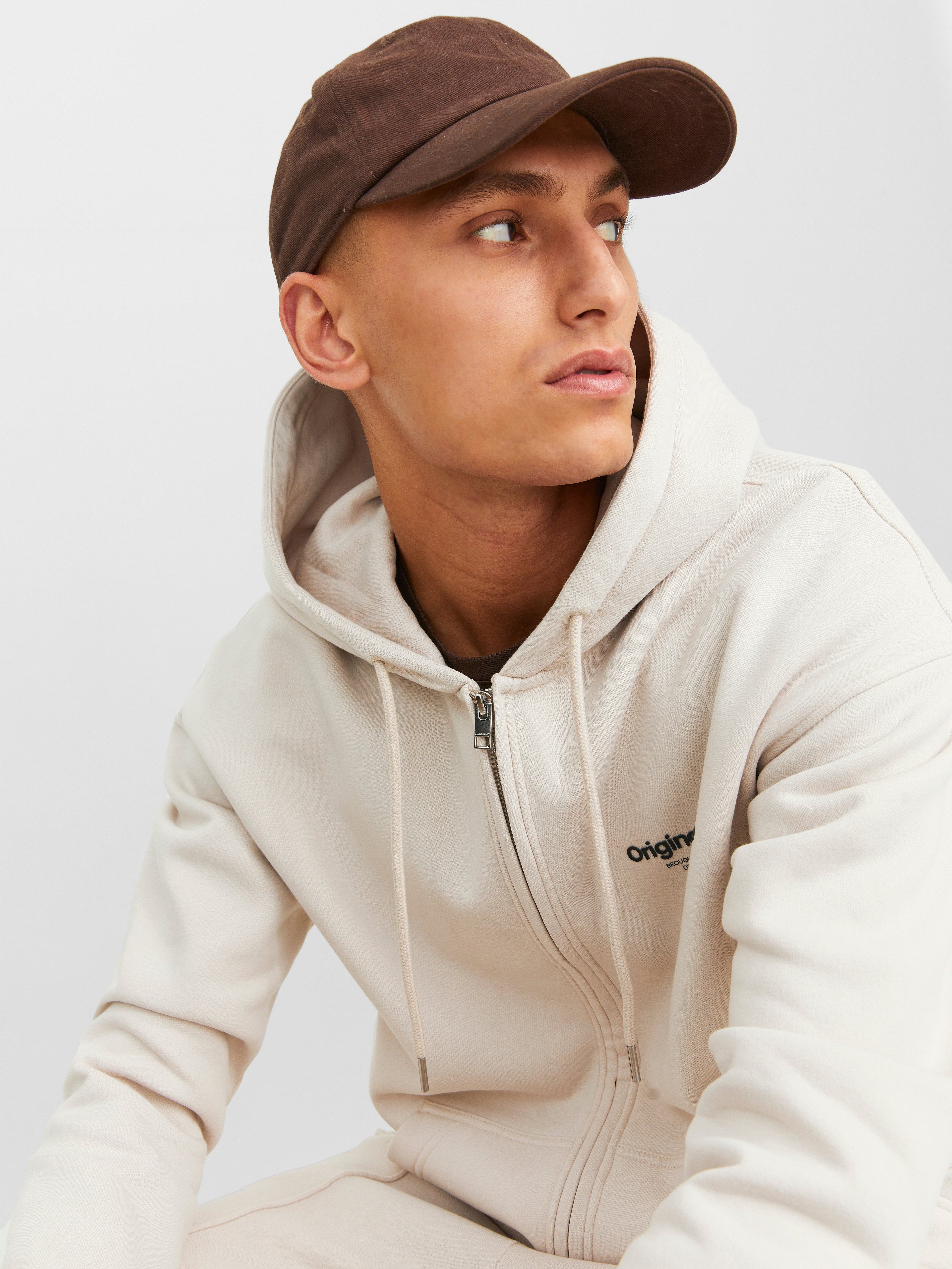 JACK & JONES JORVESTERBRO sweat zip hood in moonbeam - Image 7