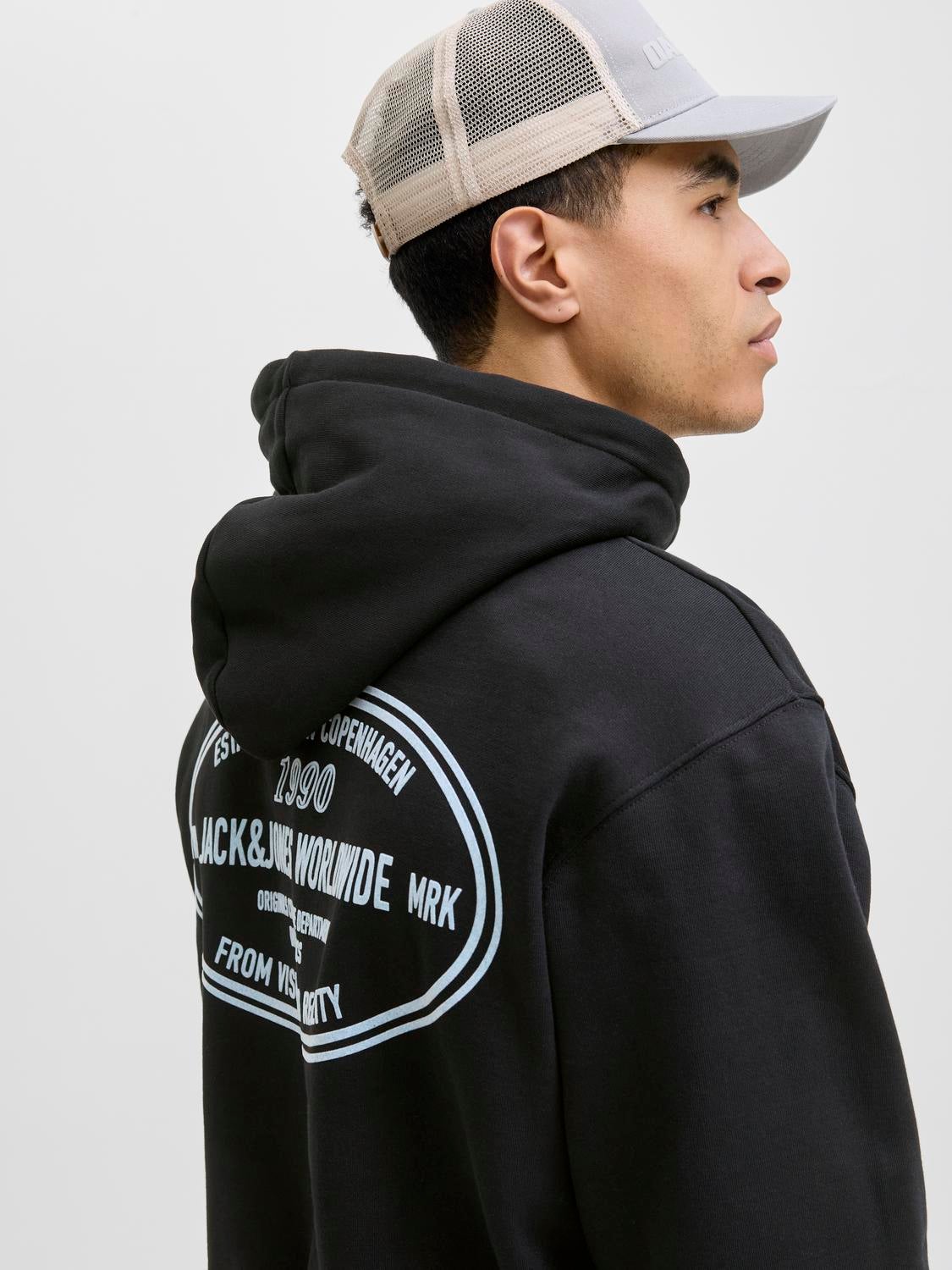 JACK & JONES JORYORK graphic sweat hood - bright white melange