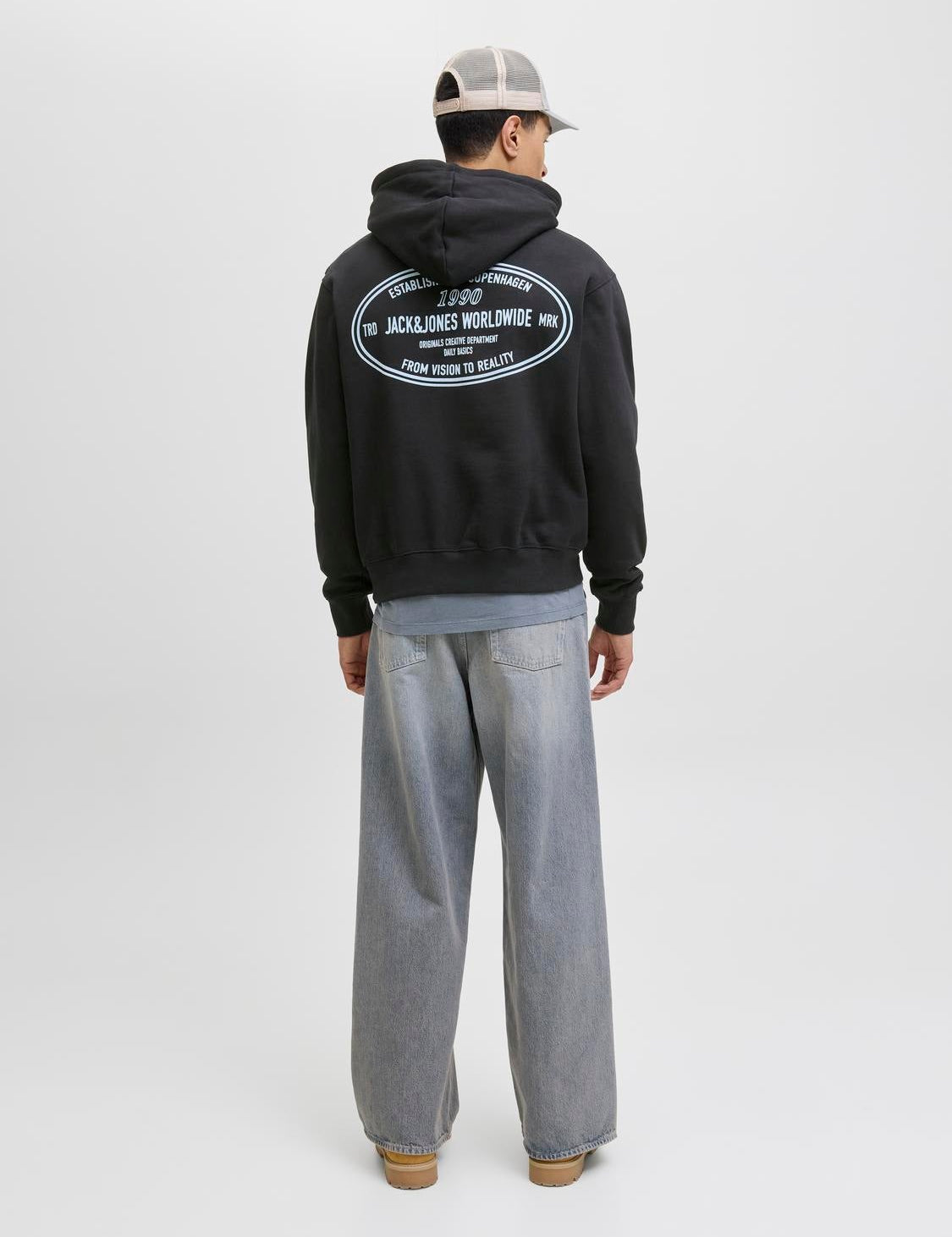 JACK & JONES JORYORK graphic sweat hood - bright white melange