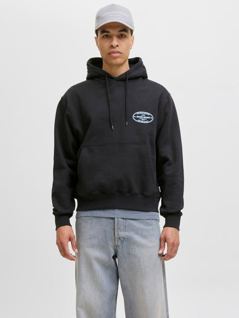 JACK & JONES JORYORK graphic sweat hood in black