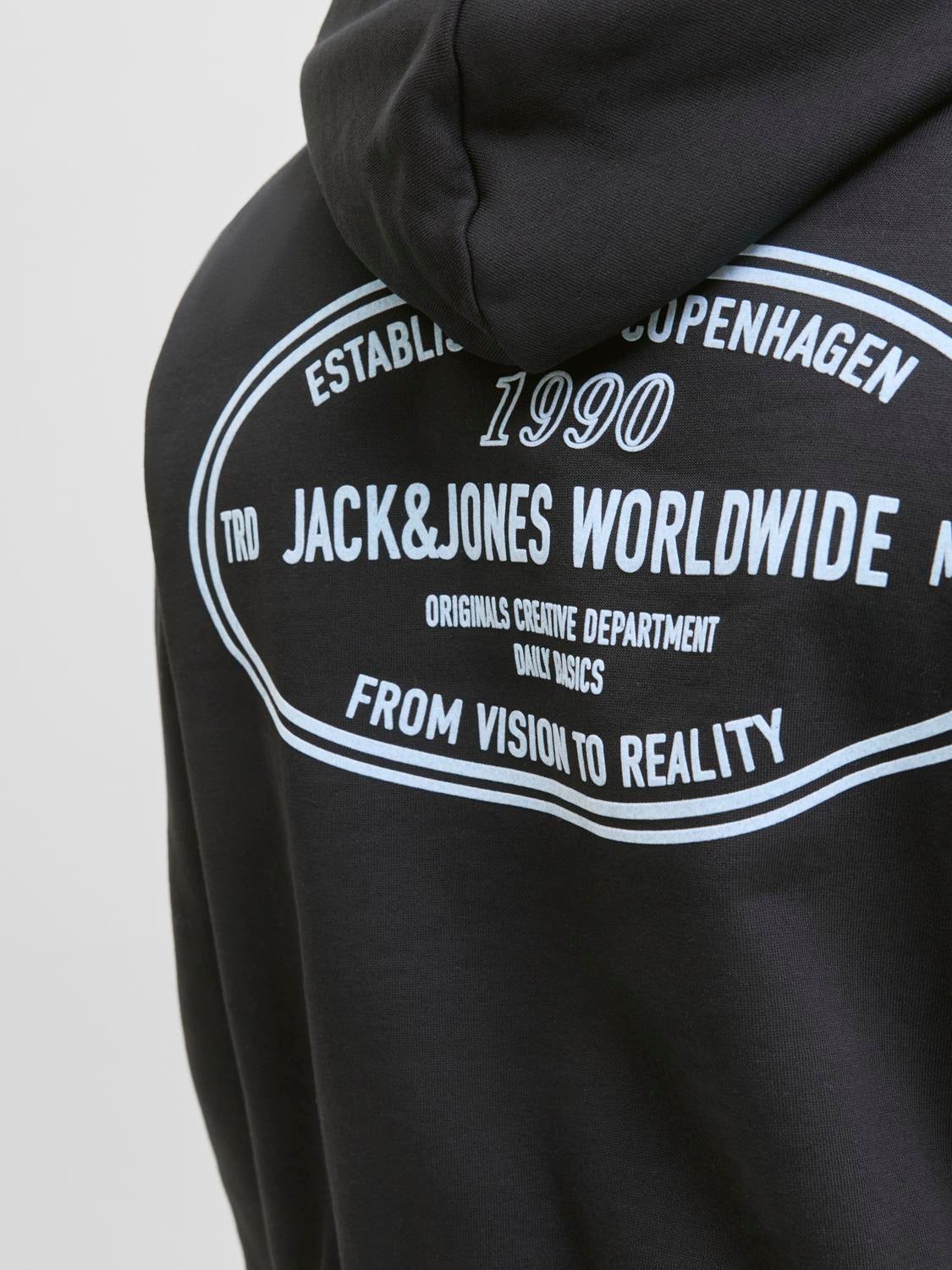 JACK & JONES JORYORK graphic sweat hood - antique white