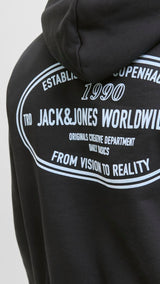 JACK & JONES JORYORK graphic sweat hood - antique white