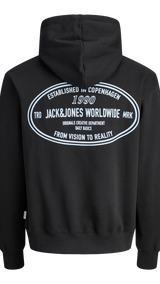 JACK & JONES JORYORK graphic sweat hood - black