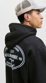JACK & JONES JORYORK graphic sweat hood - black