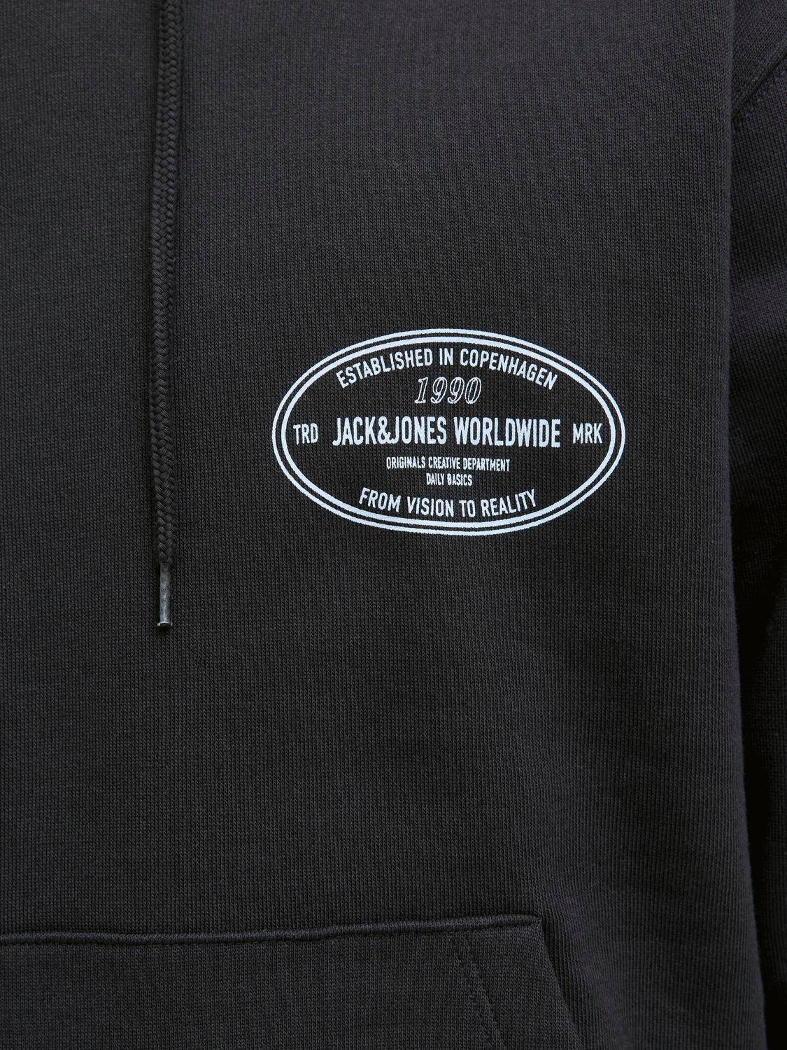 JACK & JONES JORYORK graphic sweat hood - black