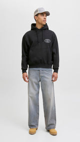 JACK & JONES JORYORK graphic sweat hood - black