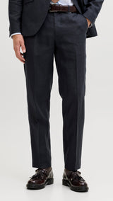 JACK & JONES JPRBLAMARTIN lawrence linen trouser in dark navy slim fit - Image 1