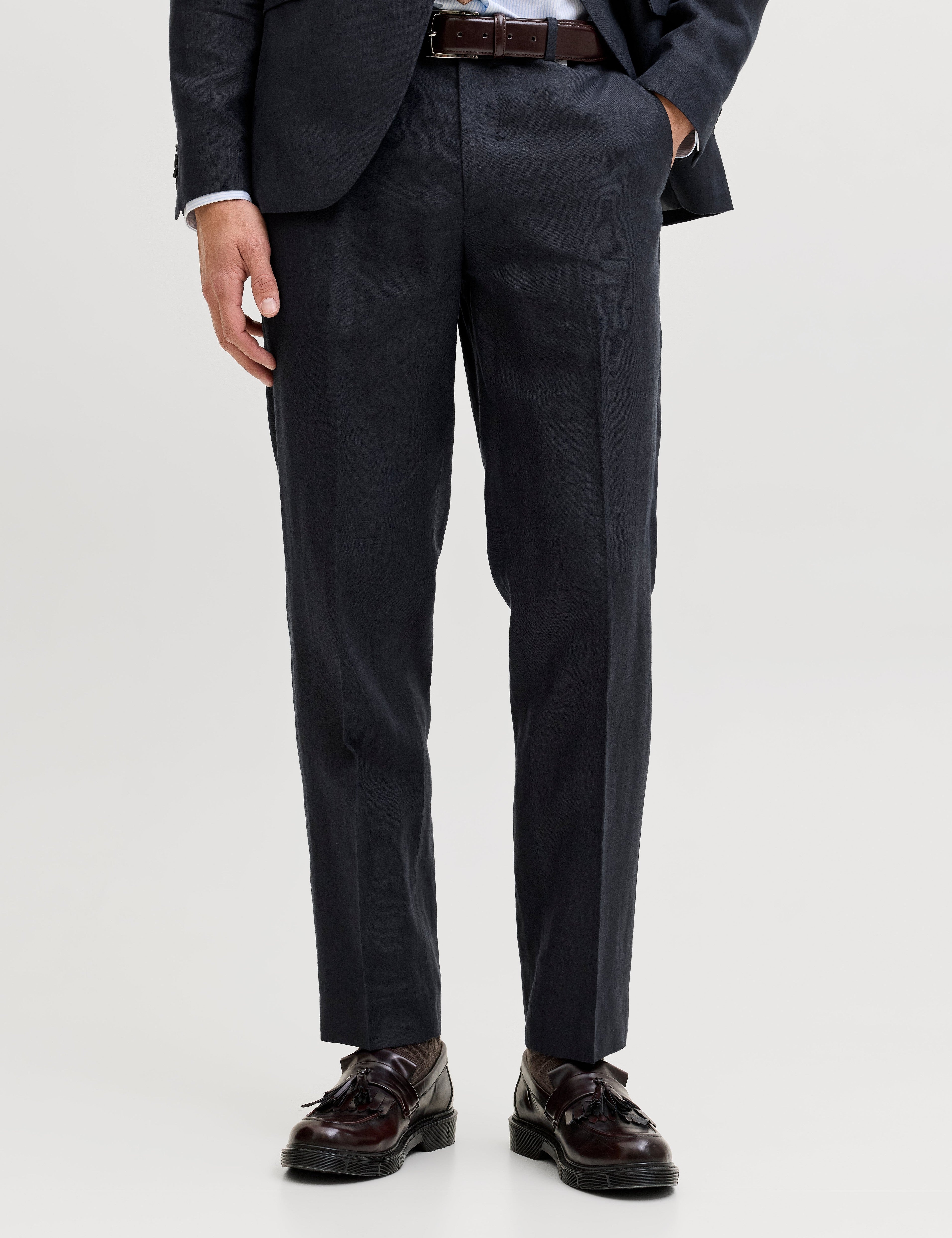 JACK & JONES JPRBLAMARTIN lawrence linen trouser in dark navy slim fit - Image 1