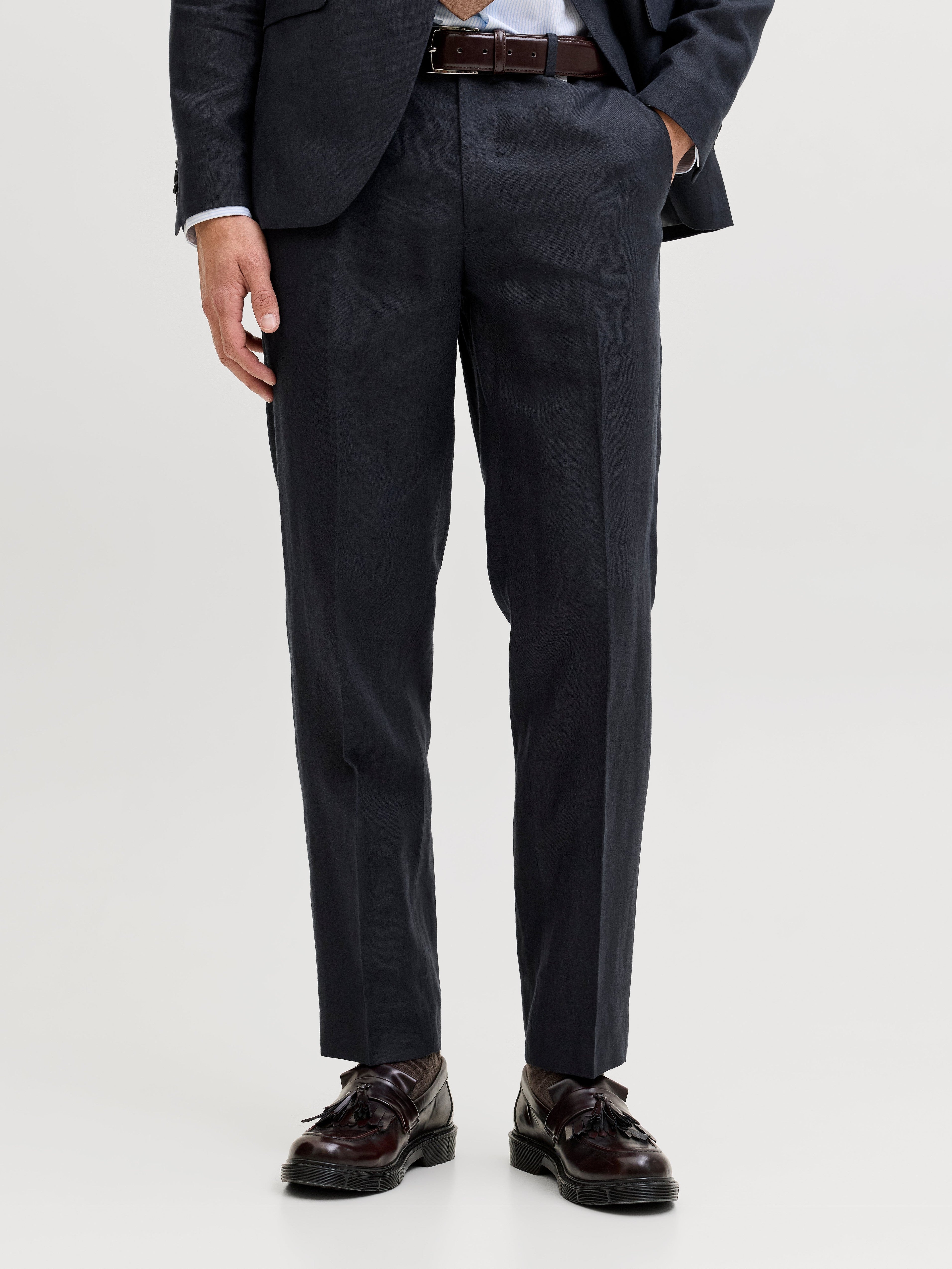 JACK & JONES JPRBLAMARTIN lawrence linen trouser in dark navy slim fit - Image 1