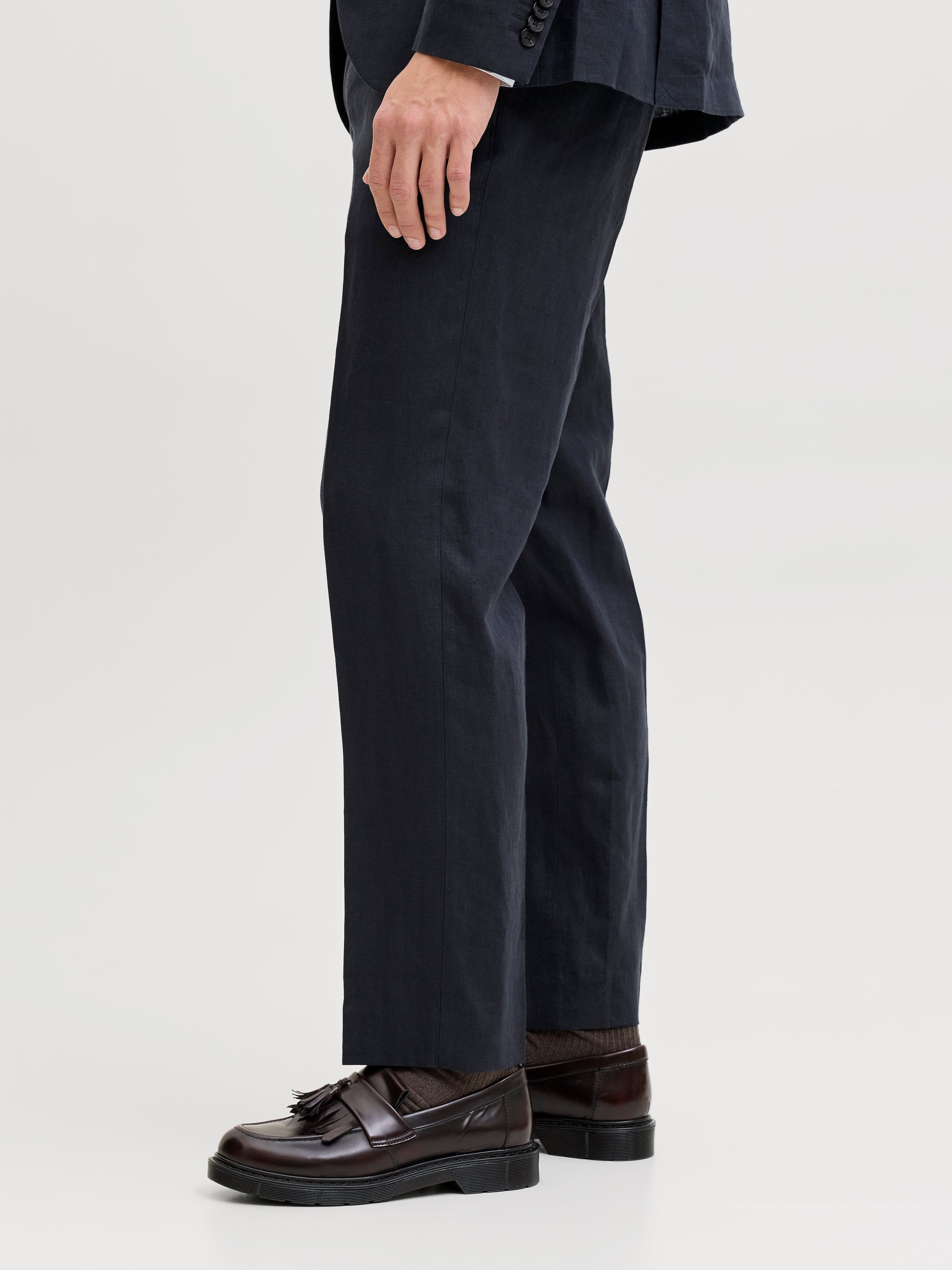 JACK & JONES JPRBLAMARTIN lawrence linen trouser in dark navy slim fit - Image 7
