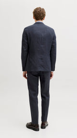 JACK & JONES JPRBLAMARTIN lawrence linen trouser in dark navy slim fit - Image 2