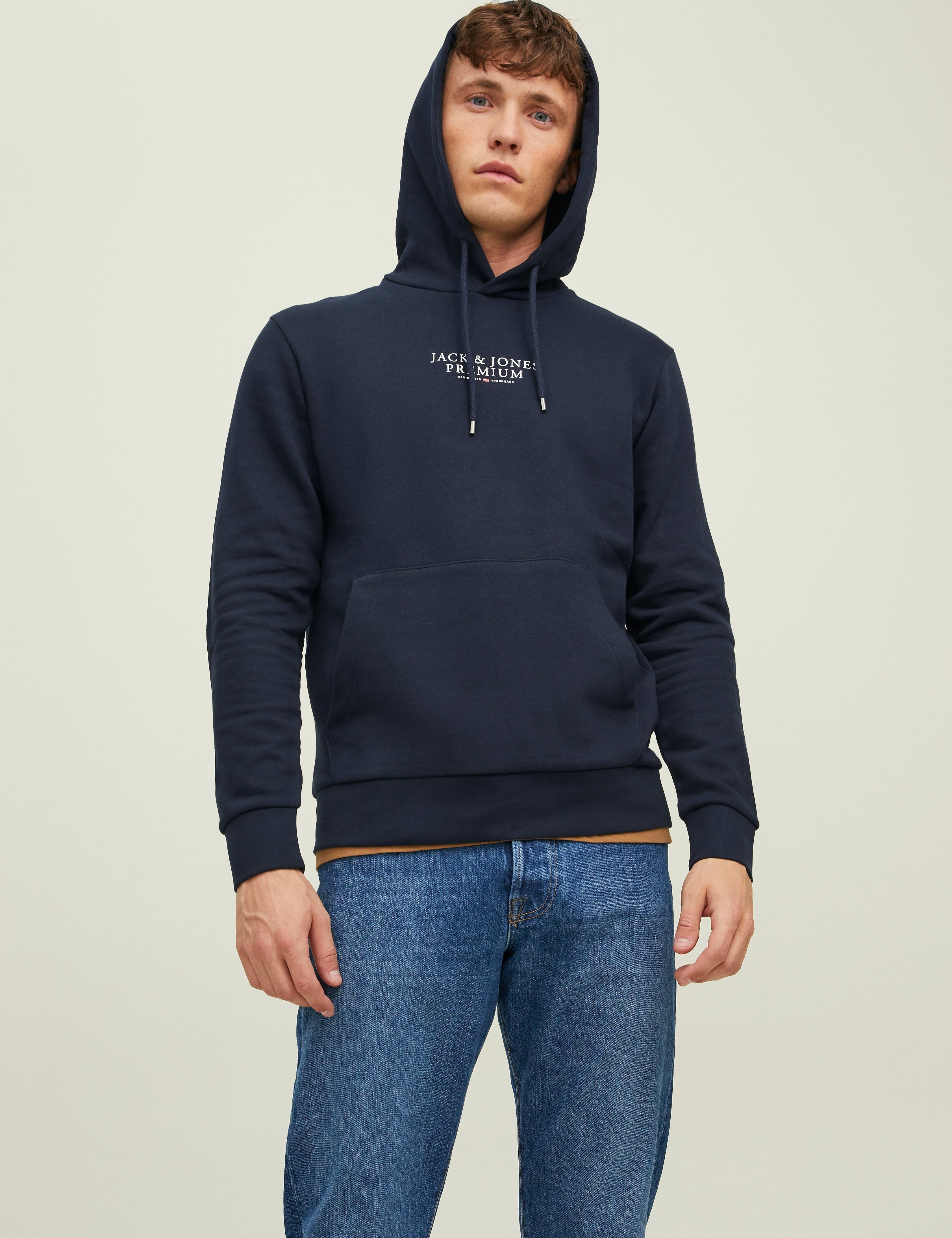 JACK & JONES JPRBLUARCHIE sweat hood in navy blazer - Image 1
