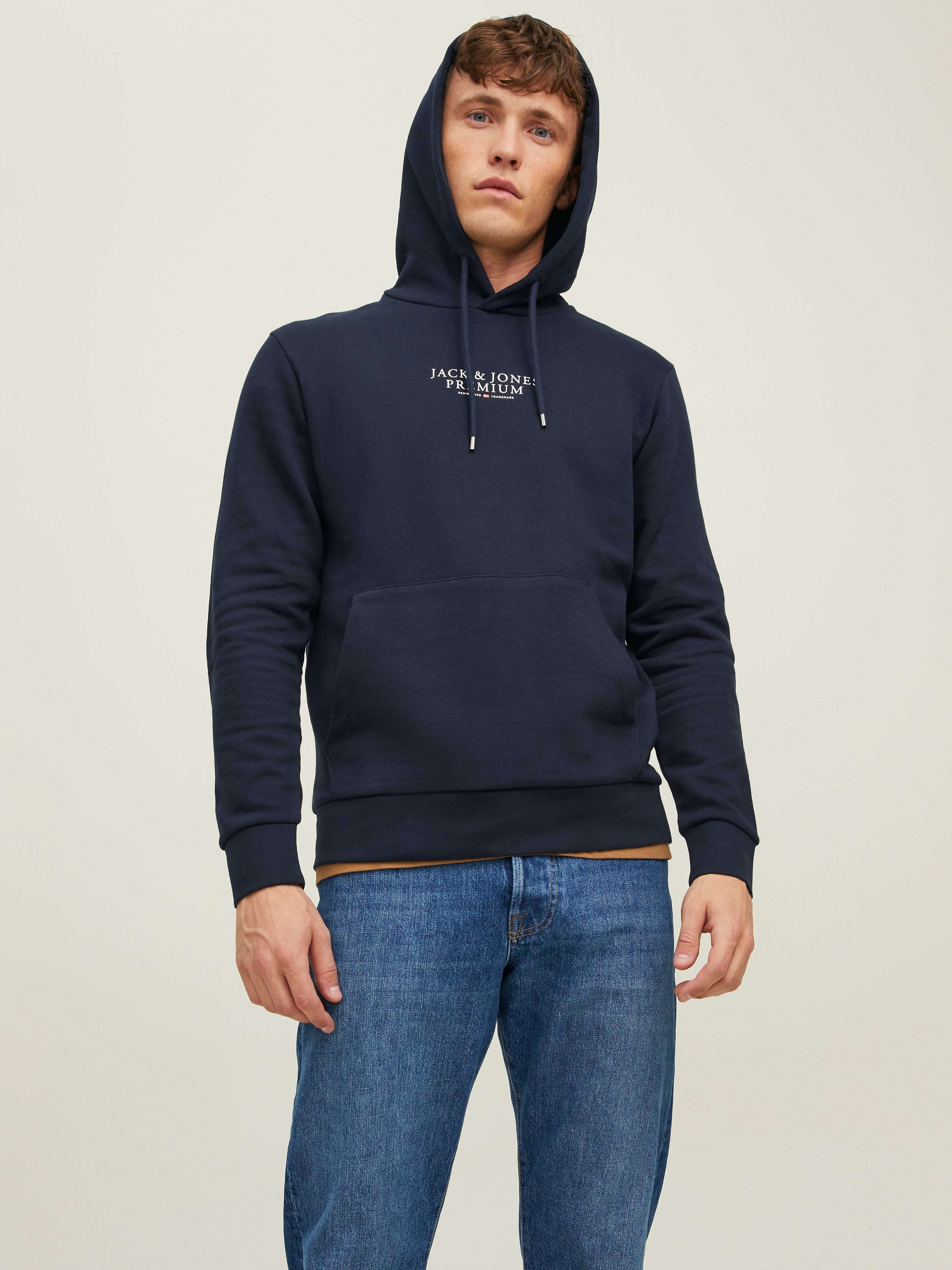 JACK & JONES JPRBLUARCHIE sweat hood in navy blazer - Image 1