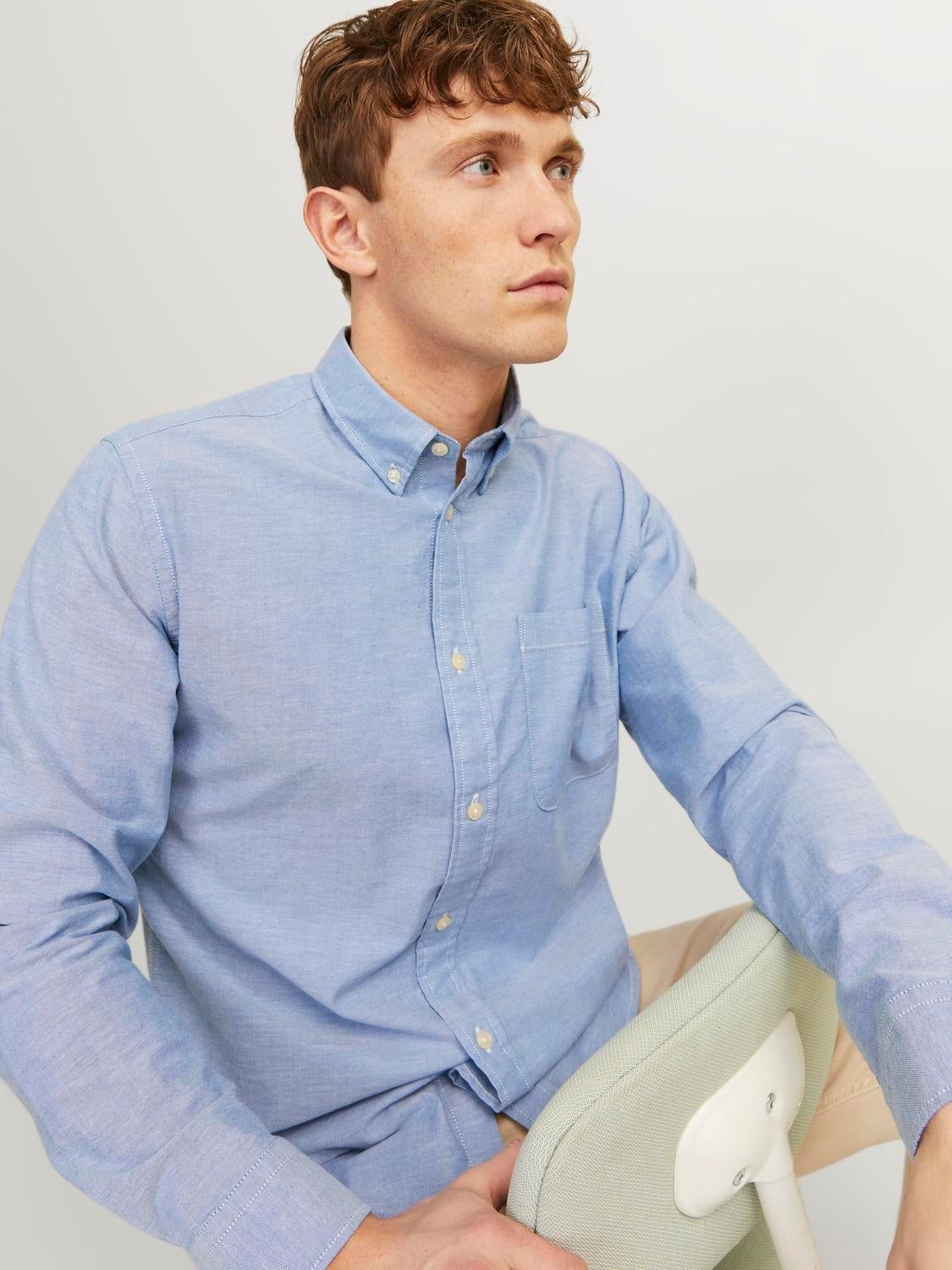 JACK & JONES JPRBLUBROOK oxford shirt in cashmere blue slim fit - Image 8