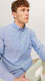 JACK & JONES JPRBLUBROOK oxford shirt in cashmere blue slim fit - Image 8