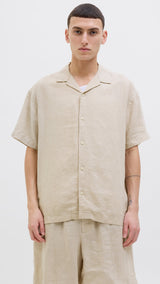 JACK & JONES JPRCCLAWRENCE linen resort shirt in silver lining - Image 1