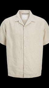JACK & JONES JPRCCLAWRENCE linen resort shirt in silver lining - Image 3
