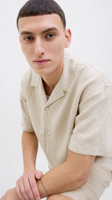 JACK & JONES JPRCCLAWRENCE linen resort shirt in silver lining - Image 7