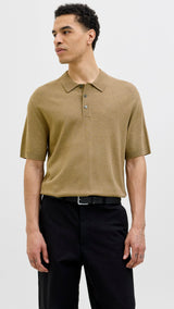 JACK & JONES JPRCCWILLIAM knit polo in elmwood - Image 1