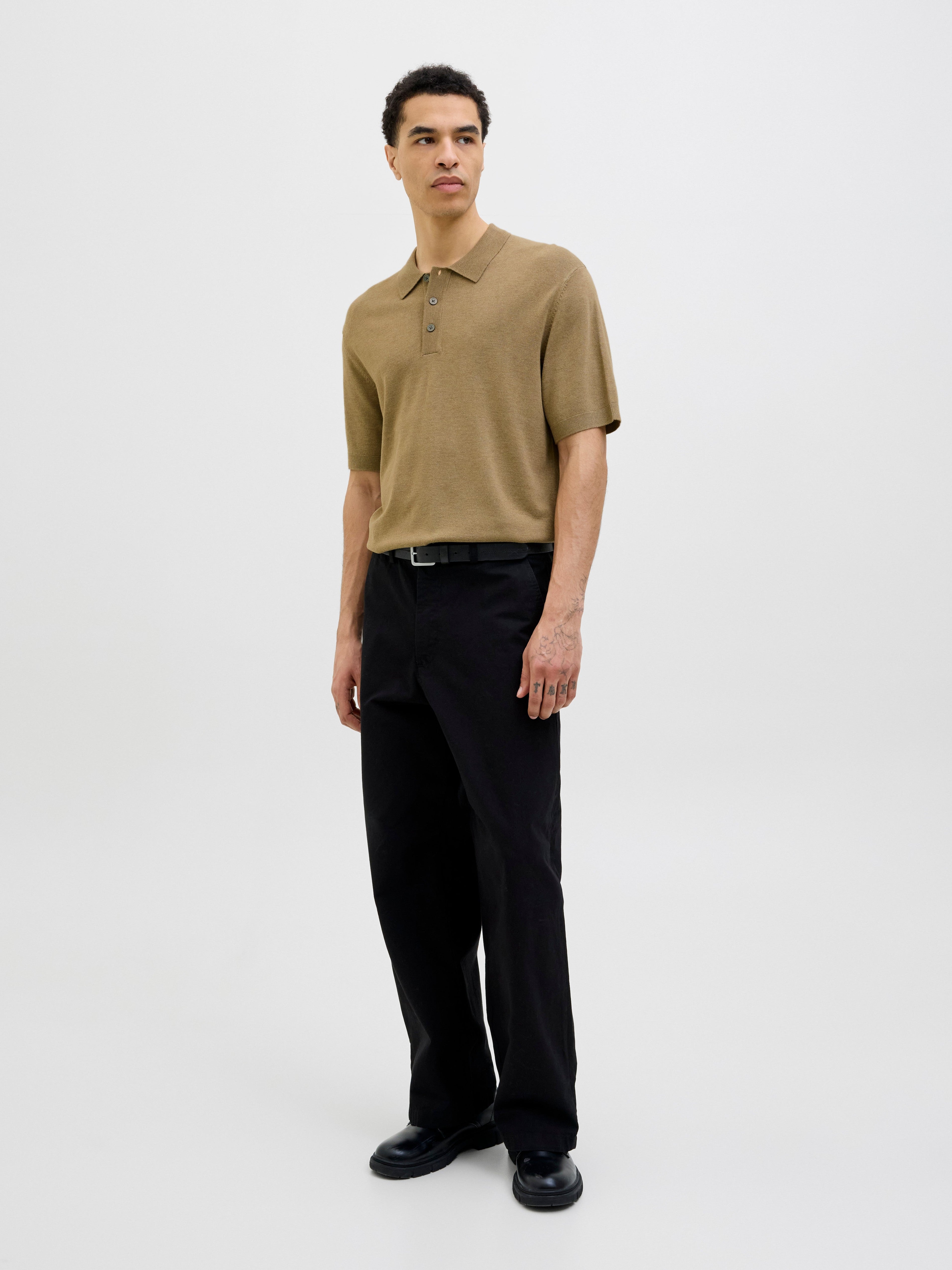 JACK & JONES JPRCCWILLIAM knit polo in elmwood - Image 4