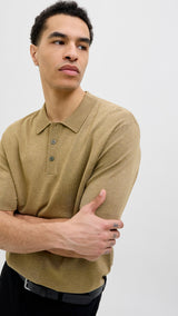 JACK & JONES JPRCCWILLIAM knit polo in elmwood - Image 7