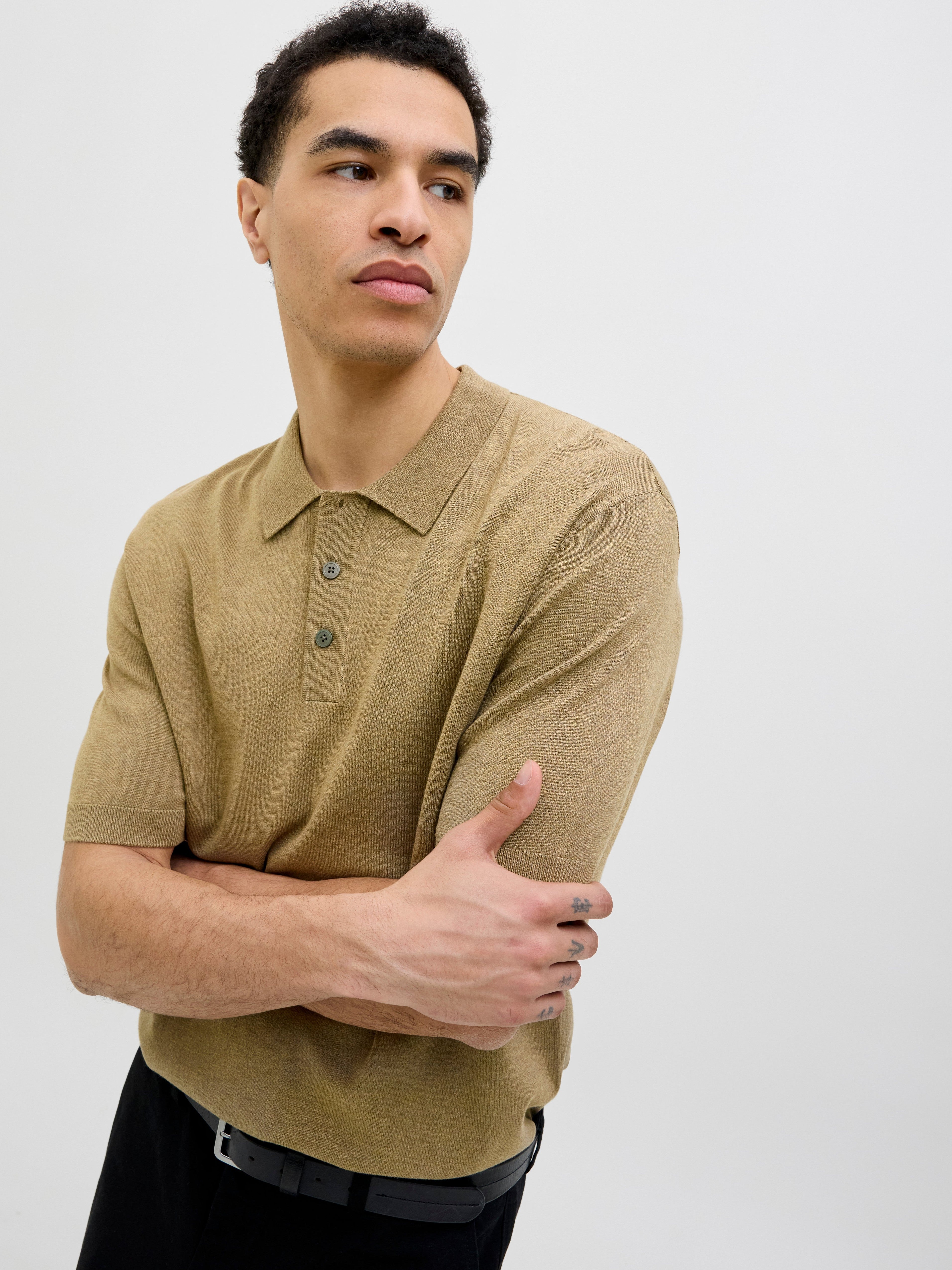 JACK & JONES JPRCCWILLIAM knit polo in elmwood - Image 7