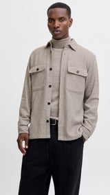JACK & JONES JPRRAYLE melange solid overshirt - ermine