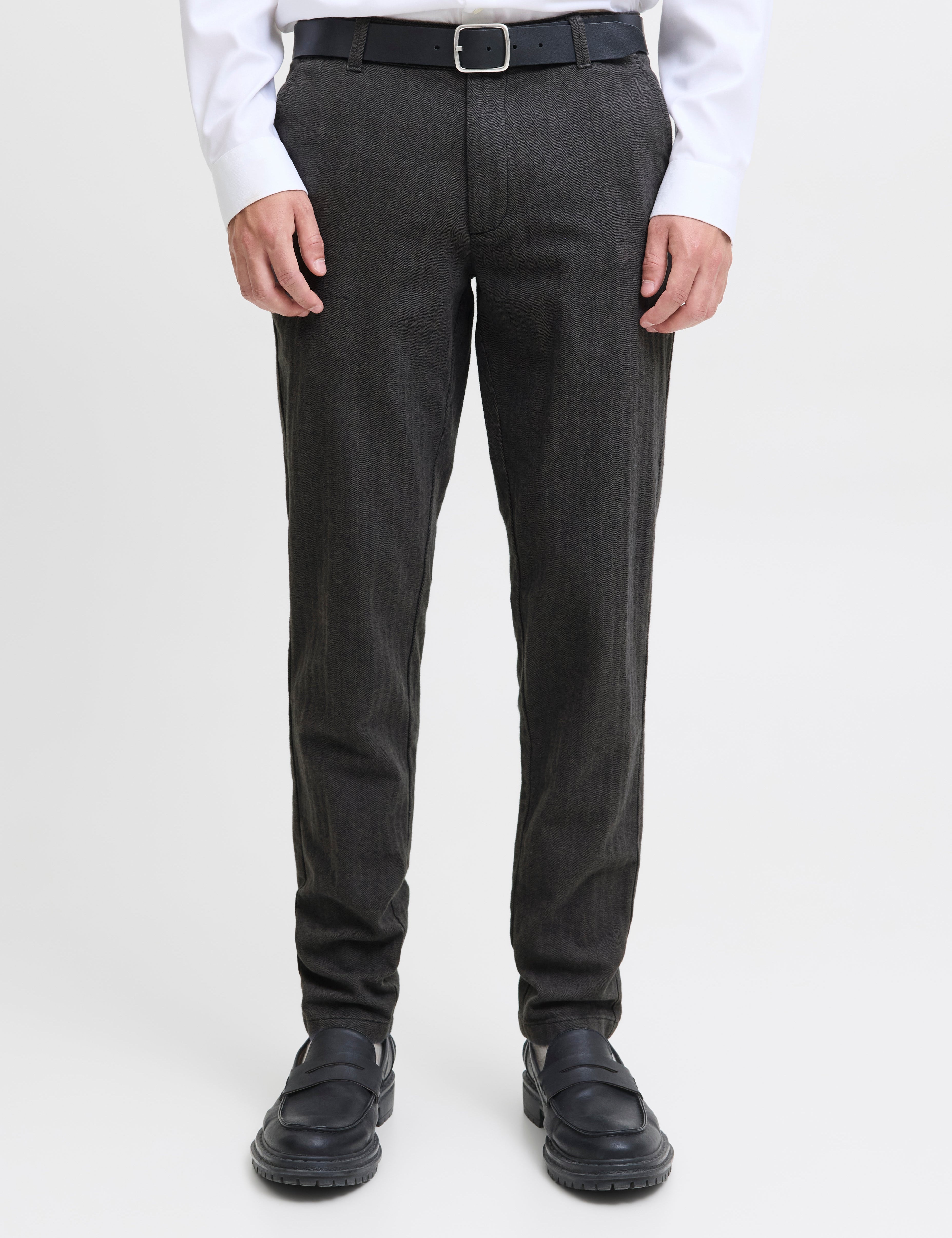 JACK & JONES JPSTMARCO bowie winter chino - dark grey herringbone