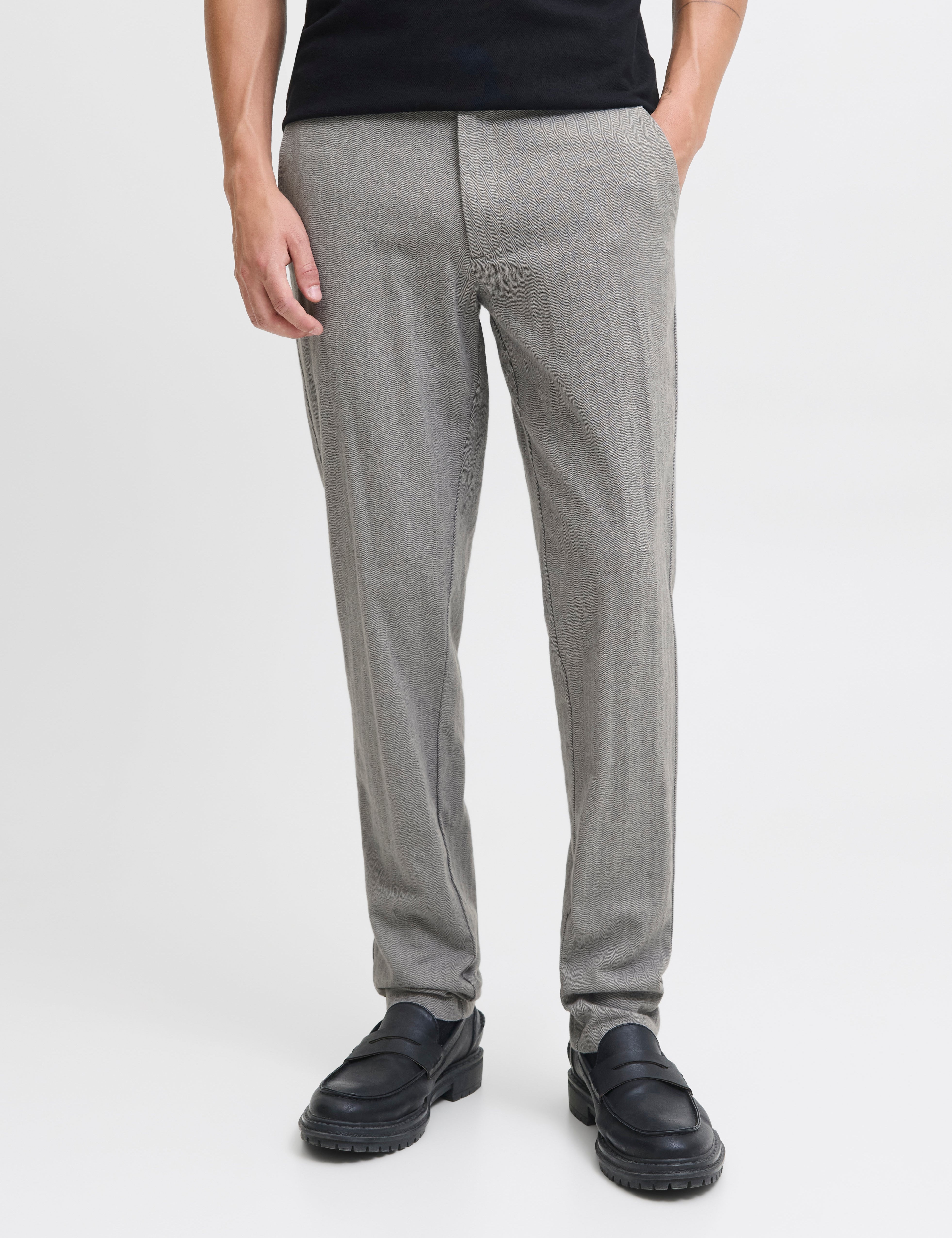 JACK & JONES JPSTMARCO bowie winter chino - grey melange herringbone
