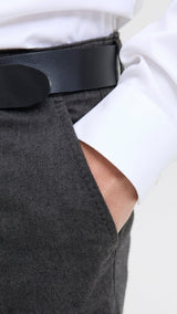 JACK & JONES JPSTMARCO bowie winter chino - dark grey herringbone
