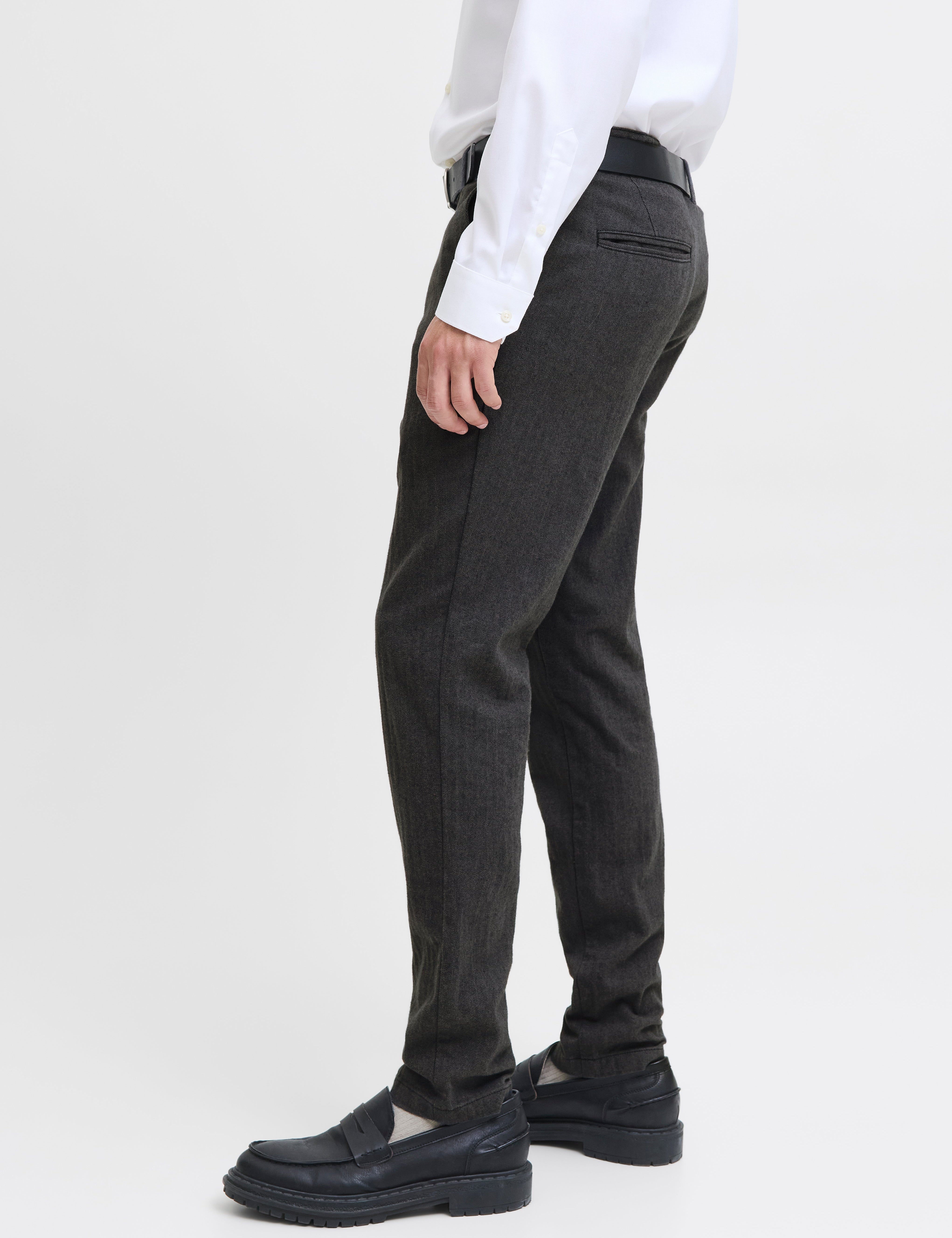 JACK & JONES JPSTMARCO bowie winter chino - dark grey herringbone