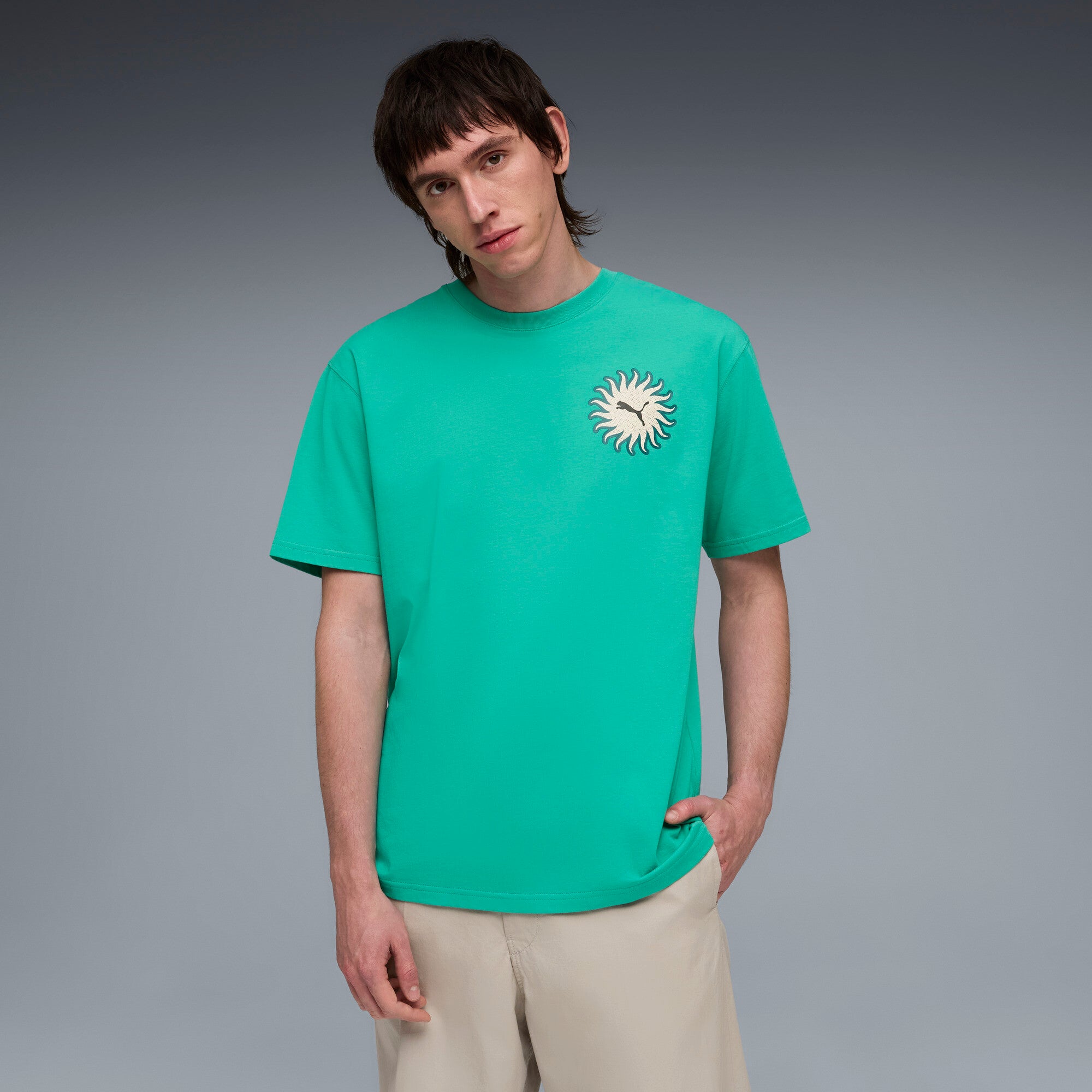 PUMA sunset drive relaxed tee men in vibrant green