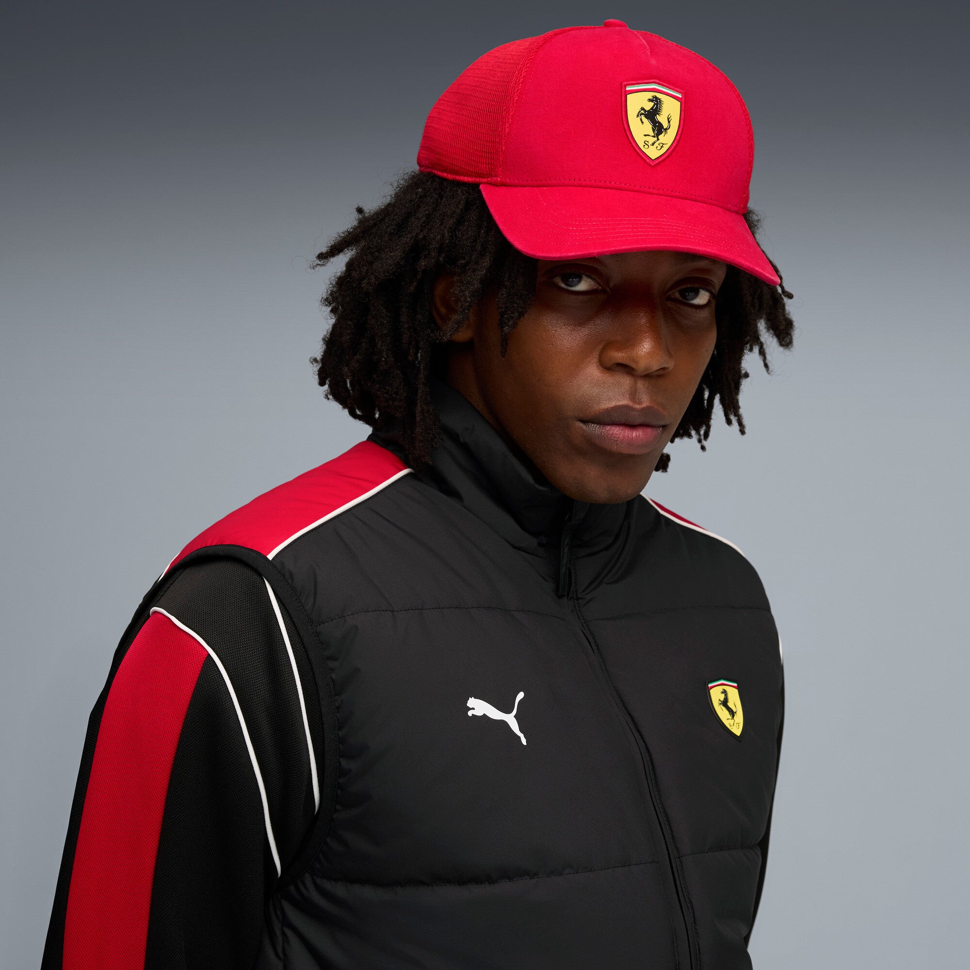 PUMA scuderia ferrari trucker cap in rosso corsa