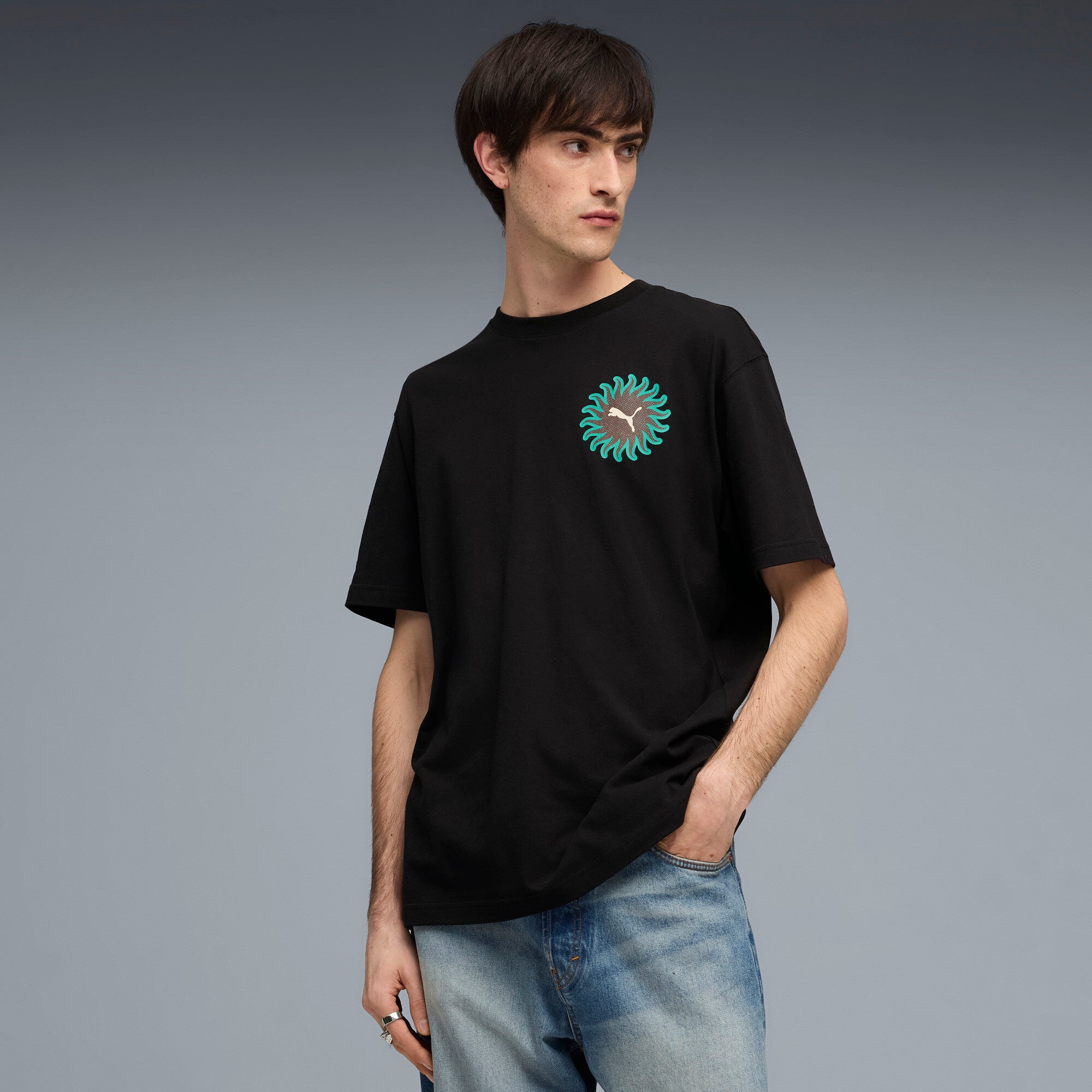 PUMA sunset drive relaxed tee men in black