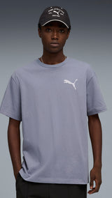 PUMA essentials elevated cat logo relaxed tee men in gray sky