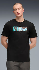 PUMA sunset drive graphic tee men in black